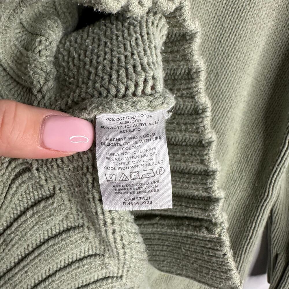 LOFT Cardigan Sweater Women XS Sage Green EUC Button Front V-Neck Cotton Blend - Picture 4 of 6
